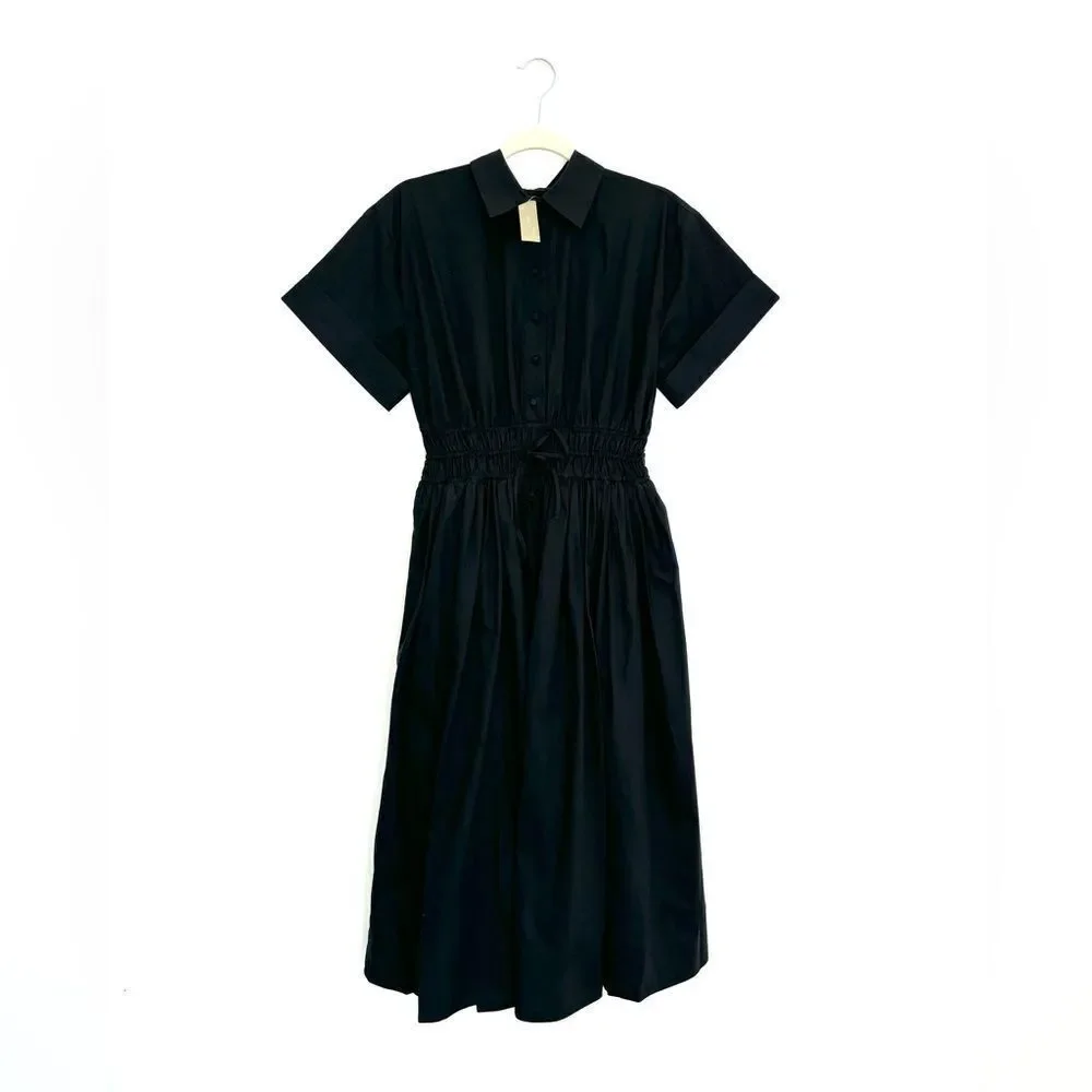 NWT J Crew Elena shirtdress in cotton poplin in black